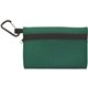 aerial view a green neoprene ditty bag w / carabiner, image 1 of 2