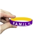 a exterior color pms violet/ yellow 116 interior color 1/2 rush laser debossed silicone wristbands 2 ply