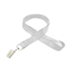 aerial view a white 3/4 silkscreened flat lanyard w / bulldog clip, image 1 of 2