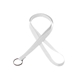 aerial view a white 3/8 silkscreened flat lanyard w / a key ring, image 1 of 2