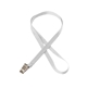 aerial view a white 3/8 silkscreened flat lanyard w / bulldog clip, image 1 of 2