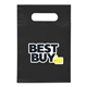 aerial view a black heat transfer non - woven die cut bag, image 1 of 2
