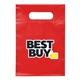 aerial view a red heat transfer non - woven die cut bag, image 1 of 2