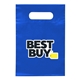 aerial view a royal blue heat transfer non - woven die cut bag, image 1 of 2