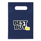 aerial view a navy blue heat transfer non - woven die cut bag, image 1 of 2