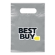 aerial view a gray heat transfer non - woven die cut bag, image 1 of 2