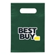 aerial view a forest green heat transfer non - woven die cut bag, image 1 of 2