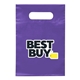 aerial view a purple heat transfer non - woven die cut bag, image 1 of 2