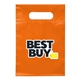 aerial view a orange heat transfer non - woven die cut bag, image 1 of 2