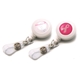 aerial view a white breast cancer awareness plastic badge reel, image 1 of 2