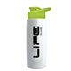 a white bottle & lime green lid flair tritan(r) metallike bottle with drink - thru lid - 26 oz