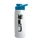 a white bottle & cyan lid flair tritan(r) metallike bottle with drink - thru lid - 26 oz