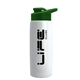 a white bottle & green lid flair tritan(r) metallike bottle with drink - thru lid - 26 oz