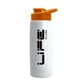 a white bottle & orange lid flair tritan(r) metallike bottle with drink - thru lid - 26 oz