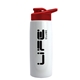 a white bottle & red lid flair tritan(r) metallike bottle with drink - thru lid - 26 oz