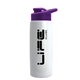 a white bottle & violet lid flair tritan(r) metallike bottle with drink - thru lid - 26 oz