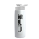 a white bottle & white lid flair tritan(r) metallike bottle with drink - thru lid - 26 oz