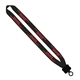 aerial view a black 3/4 polyester lanyard with plastic clamshell and o - ring, image 1 of 2