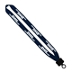 aerial view a navy 3/4 polyester lanyard with plastic clamshell and o - ring, image 1 of 2