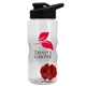 aerial view a clear bottle & black lid & red mixing ball mini mountain 22 oz tritan(tm) shaker bottle with drink thru lid, image 2 of 2