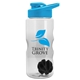 aerial view a clear bottle & cyan lid & black mixing ball mini mountain 22 oz tritan(tm) shaker bottle with drink thru lid, image 2 of 2