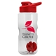 aerial view a clear bottle & red lid & red mixing ball mini mountain 22 oz tritan(tm) shaker bottle with drink thru lid, image 2 of 2