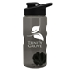 aerial view a smoke bottle & black lid & black mixing ball mini mountain 22 oz tritan(tm) shaker bottle with drink thru lid, image 2 of 2