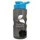 aerial view a smoke bottle & cyan lid & black mixing ball mini mountain 22 oz tritan(tm) shaker bottle with drink thru lid, image 2 of 2