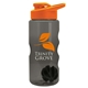 aerial view a smoke bottle & orange lid & black mixing ball mini mountain 22 oz tritan(tm) shaker bottle with drink thru lid, image 2 of 2
