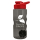 aerial view a smoke bottle & red lid & black mixing ball mini mountain 22 oz tritan(tm) shaker bottle with drink thru lid, image 2 of 2