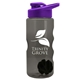 aerial view a smoke bottle & violet lid & black mixing ball mini mountain 22 oz tritan(tm) shaker bottle with drink thru lid, image 2 of 2
