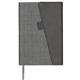 aerial view a grey (close to pms 2332) faux leather foldover notebook, image 1 of 4