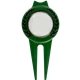 aerial view a green (close to pms 357) tour divot tool with magnetic marker, image 1 of 2