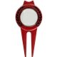aerial view a red (close to pms 7622) tour divot tool with magnetic marker, image 1 of 2