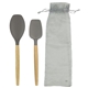 aerial view a grey silicone spoon and spatula set, image 1 of 2