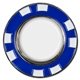 aerial view a blue (close to pms 7686) metal poker chip magnetic ball marker, image 1 of 2