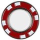 aerial view a red (close to pms 201) metal poker chip magnetic ball marker, image 1 of 2