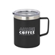 a black 12oz insulated mug