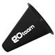 aerial view a black polypropylene 8 solid color megaphone, image 1 of 2