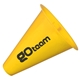 aerial view a athletic gold polypropylene 8 solid color megaphone, image 1 of 2