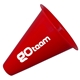 aerial view a red polypropylene 8 solid color megaphone, image 1 of 2