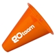 aerial view a orange polypropylene 8 solid color megaphone, image 1 of 2