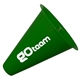aerial view a green polypropylene 8 solid color megaphone, image 1 of 2