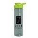 a glacier blue bottle & lime green lid 24 oz slim fit upcycle rpet bottles with drink - thru lid