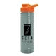 a glacier blue bottle & orange lid 24 oz slim fit upcycle rpet bottles with drink - thru lid