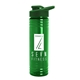 a transparent green bottle & green lid 24 oz slim fit upcycle rpet bottles with drink - thru lid