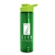 a transparent green bottle & lime green lid 24 oz slim fit upcycle rpet bottles with drink - thru lid