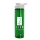 a transparent green bottle & white lid 24 oz slim fit upcycle rpet bottles with drink - thru lid
