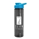 a transparent smoke bottle & cyan lid 24 oz slim fit upcycle rpet bottles with drink - thru lid