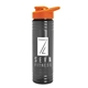 a transparent smoke bottle & orange lid 24 oz slim fit upcycle rpet bottles with drink - thru lid